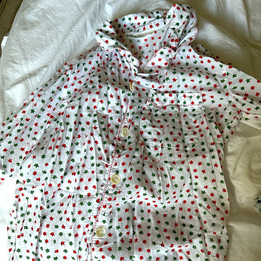Roller Rabbit Red and Green Stars Sleepshirt Women’s Small